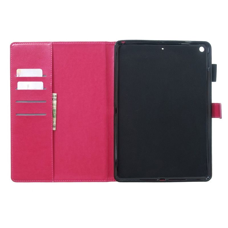 Leren Hoesje iPad 10.2" (2019) (2020) Rood Telefoonhoesje Leereffect Vlinders Diamanten