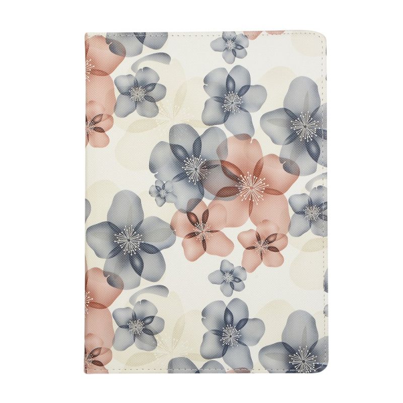 Leren Hoesje iPad 10.2" (2019) (2020) Rood Zwart 360 ° Draaibare Bloemen