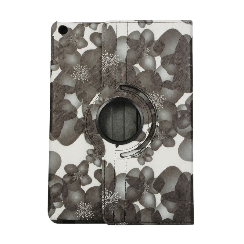 Leren Hoesje iPad 10.2" (2019) (2020) Rood Zwart 360 ° Draaibare Bloemen
