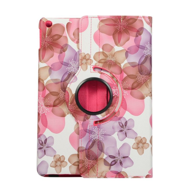 Leren Hoesje iPad 10.2" (2019) (2020) Rood Zwart 360 ° Draaibare Bloemen
