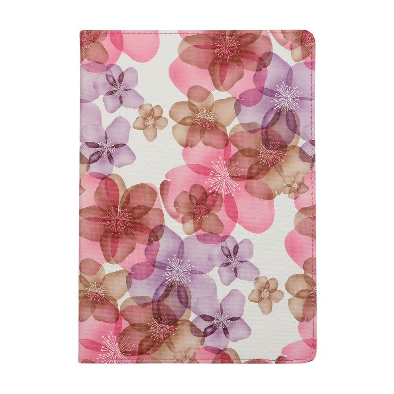 Leren Hoesje iPad 10.2" (2019) (2020) Rood Zwart 360 ° Draaibare Bloemen