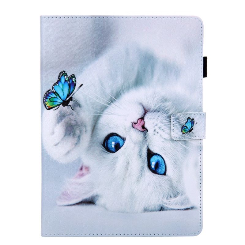 Leren Hoesje iPad 10.2" (2019) (2020) Turkoois Wit Vlinderserie