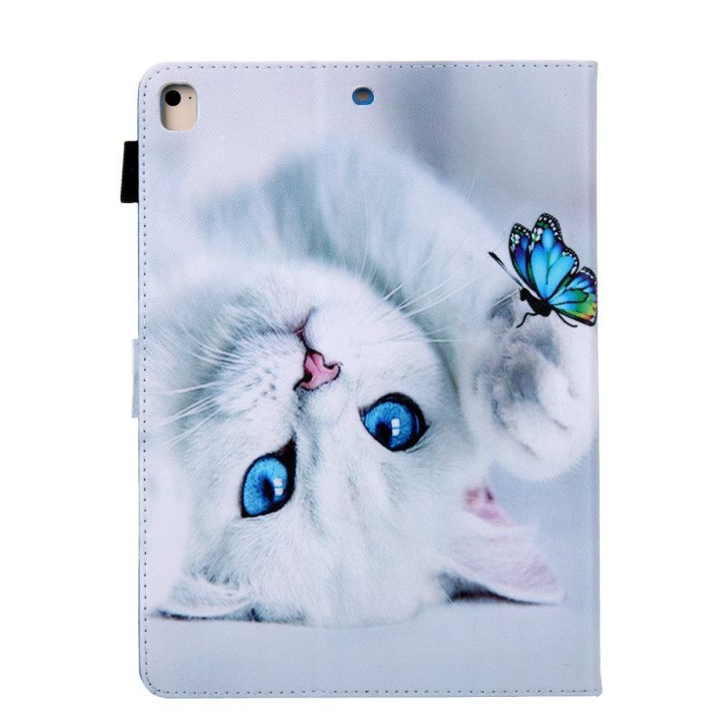 Leren Hoesje iPad 10.2" (2019) (2020) Turkoois Wit Vlinderserie