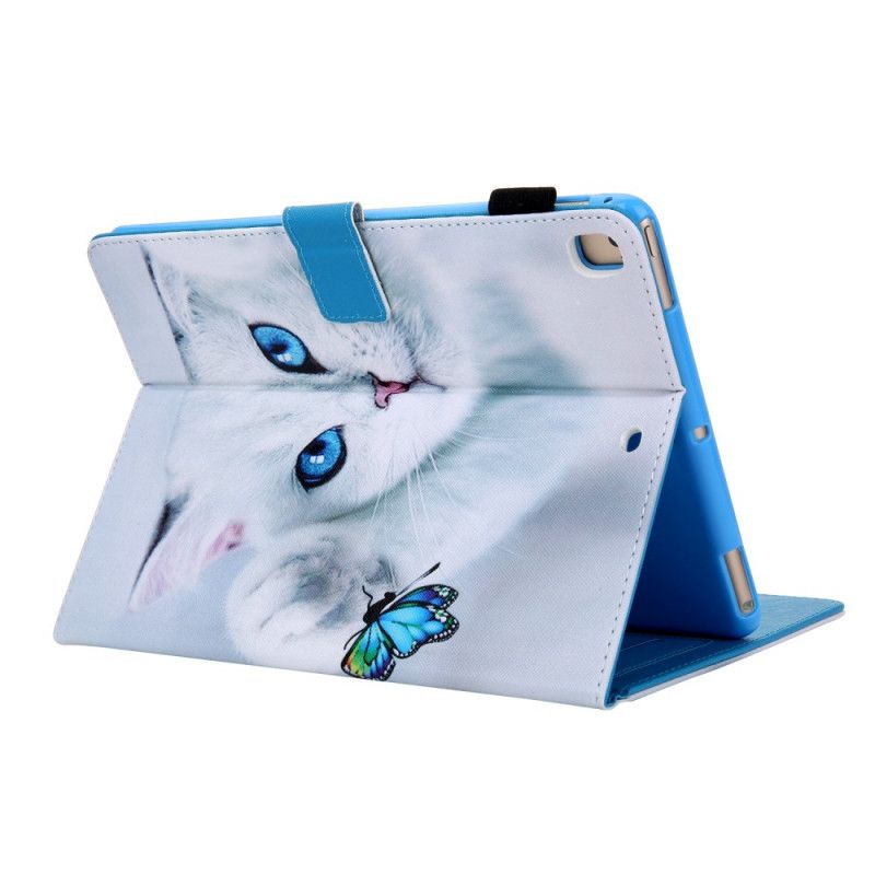Leren Hoesje iPad 10.2" (2019) (2020) Turkoois Wit Vlinderserie