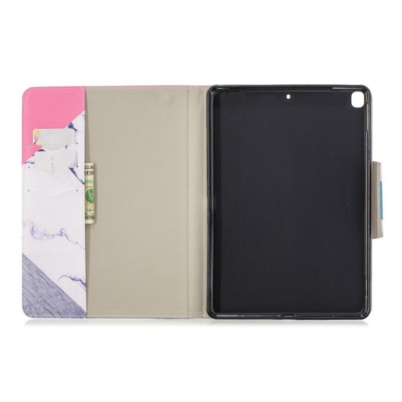 Leren Hoesje iPad 10.2" (2019) (2020) Wit Telefoonhoesje Marmeren Ontwerp
