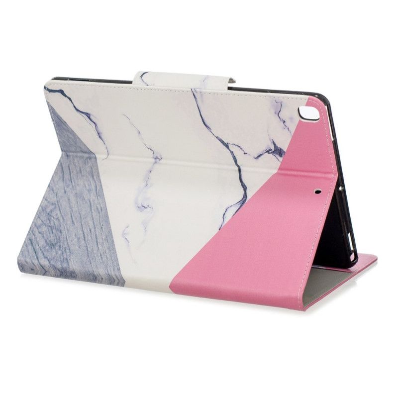 Leren Hoesje iPad 10.2" (2019) (2020) Wit Telefoonhoesje Marmeren Ontwerp