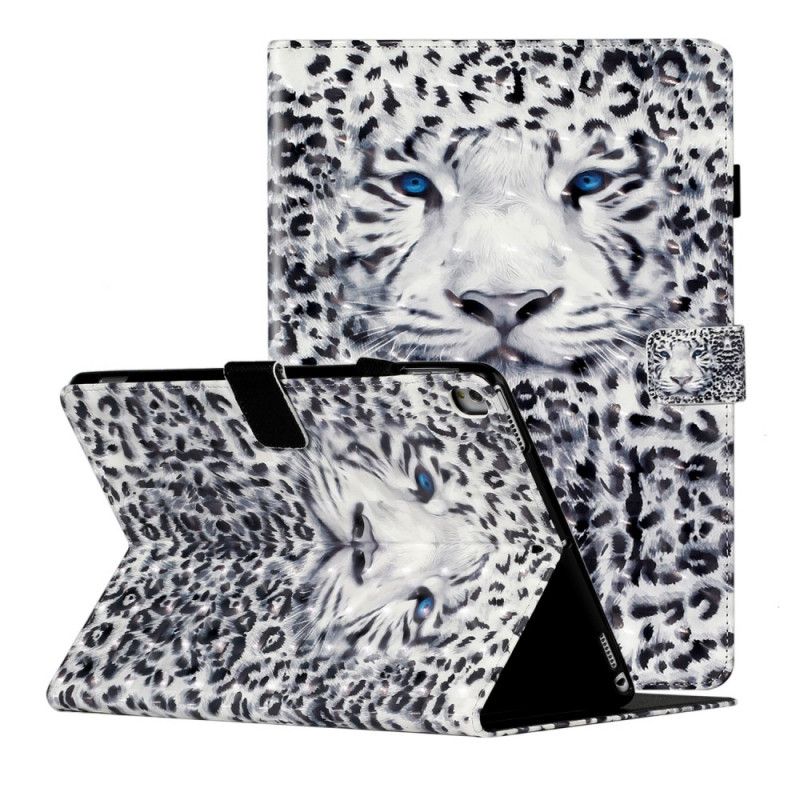 Leren Hoesje iPad 10.2" (2019) (2020) Wit Zwart Luipaard Lichtvlek