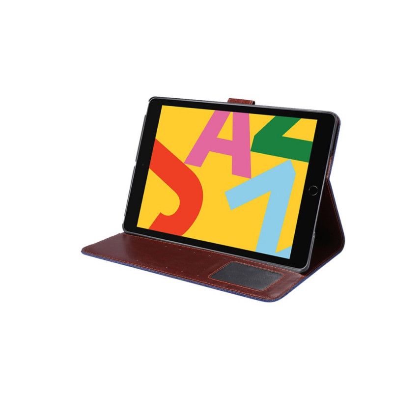 Leren Hoesje voor iPad 10.2" (2019) (2020) Donkerblauw Zwart Tweekleurige Jeans