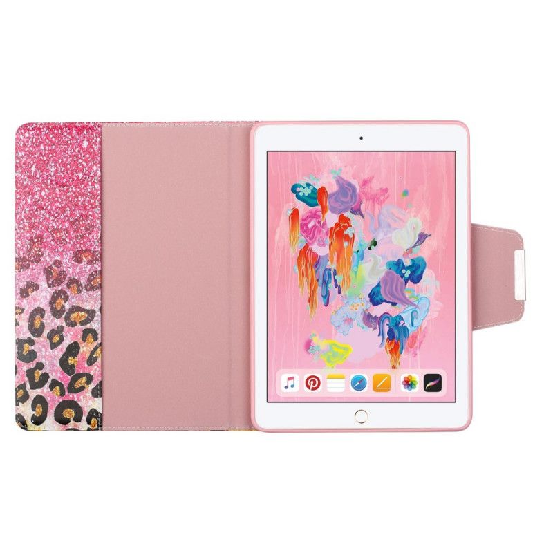 Leren Hoesje voor iPad 10.2" (2019) (2020) Donkerrood Goud Ultra Glitter