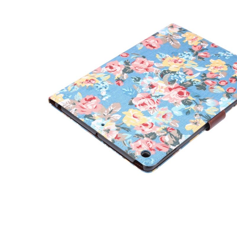 Leren Hoesje voor iPad 10.2" (2019) (2020) Wit Zwart Elegantie Vrijheidsbloemen