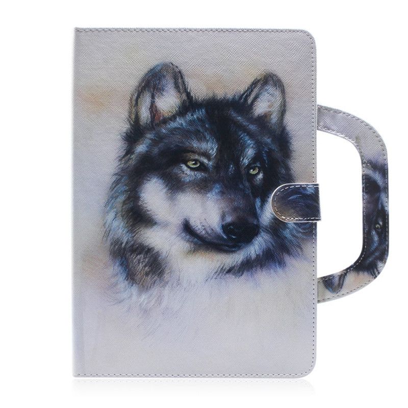 Leren Hoesje voor iPad 10.2" (2019) (2020) Wolf Met Handvat