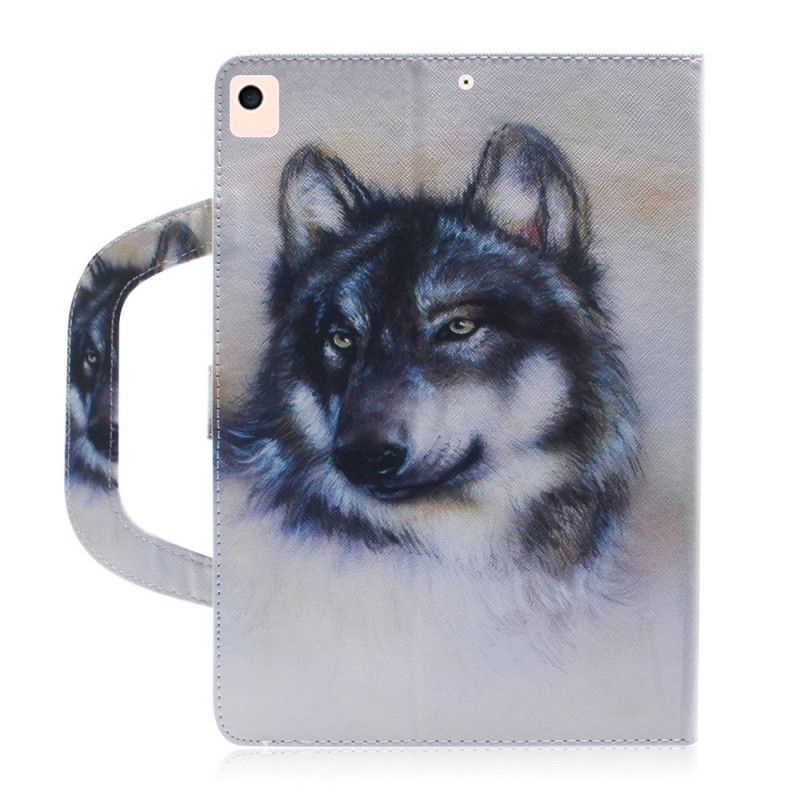 Leren Hoesje voor iPad 10.2" (2019) (2020) Wolf Met Handvat