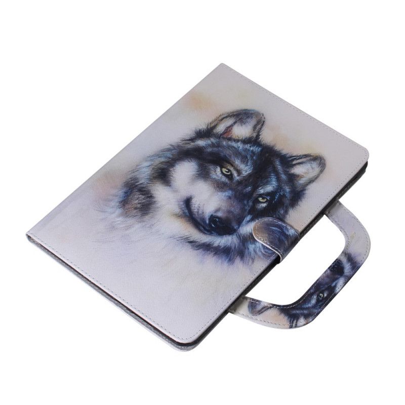Leren Hoesje voor iPad 10.2" (2019) (2020) Wolf Met Handvat