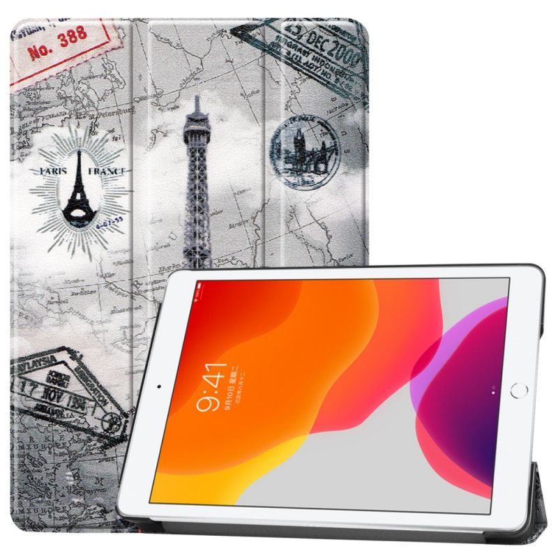 Smart Case iPad 10.2" (2019) (2020) Kunstleer Vintage Eiffeltoren