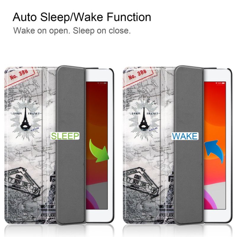 Smart Case iPad 10.2" (2019) (2020) Kunstleer Vintage Eiffeltoren