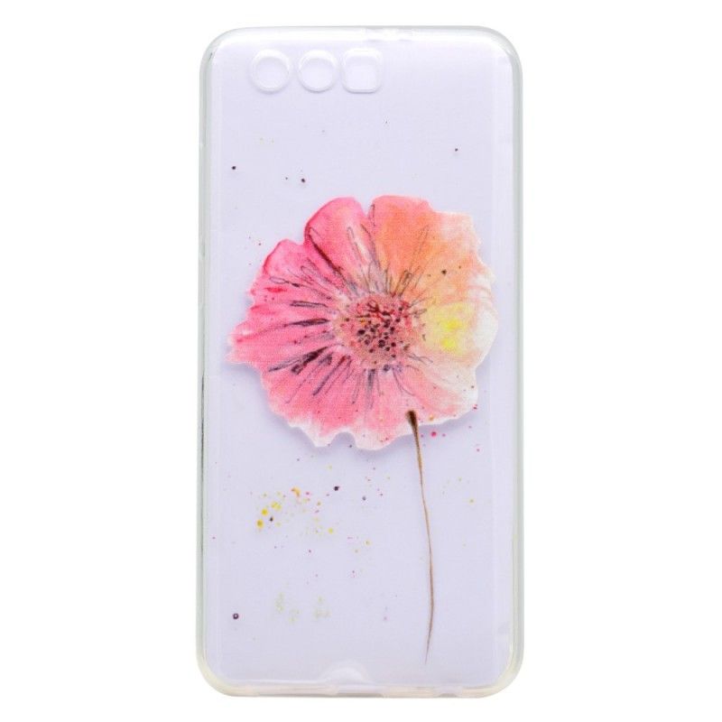 Cover Hoesje Honor 9 Telefoonhoesje Transparante Aquarel Klaproos