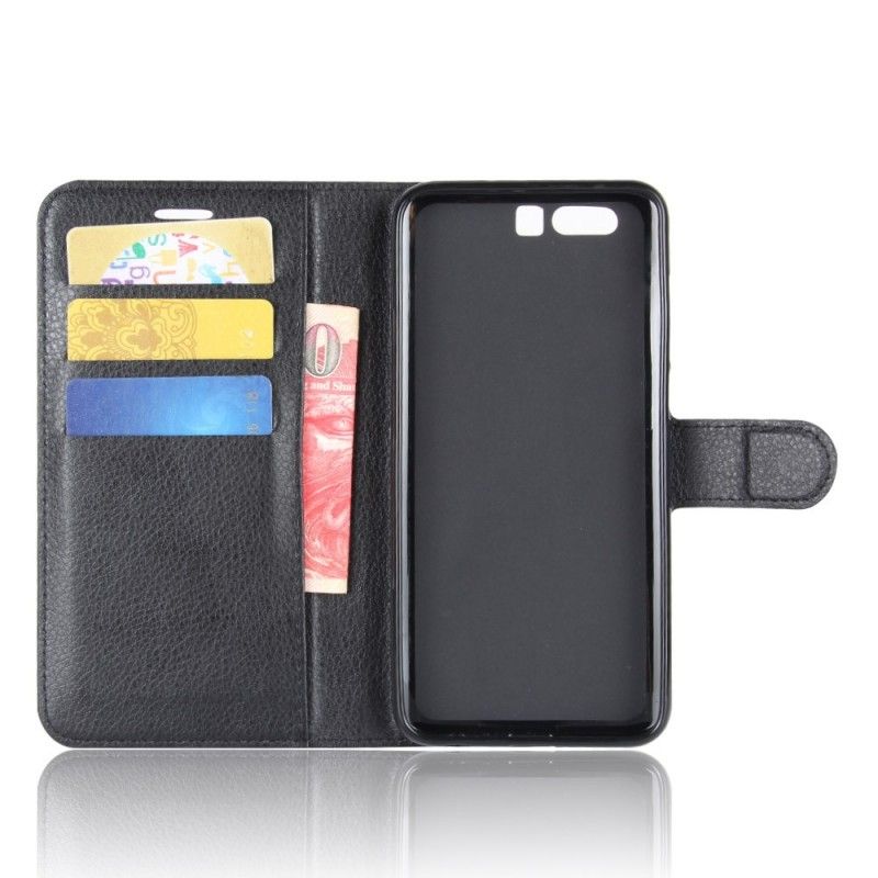 Flip Case Leren Honor 9 Wit Zwart Leereffect