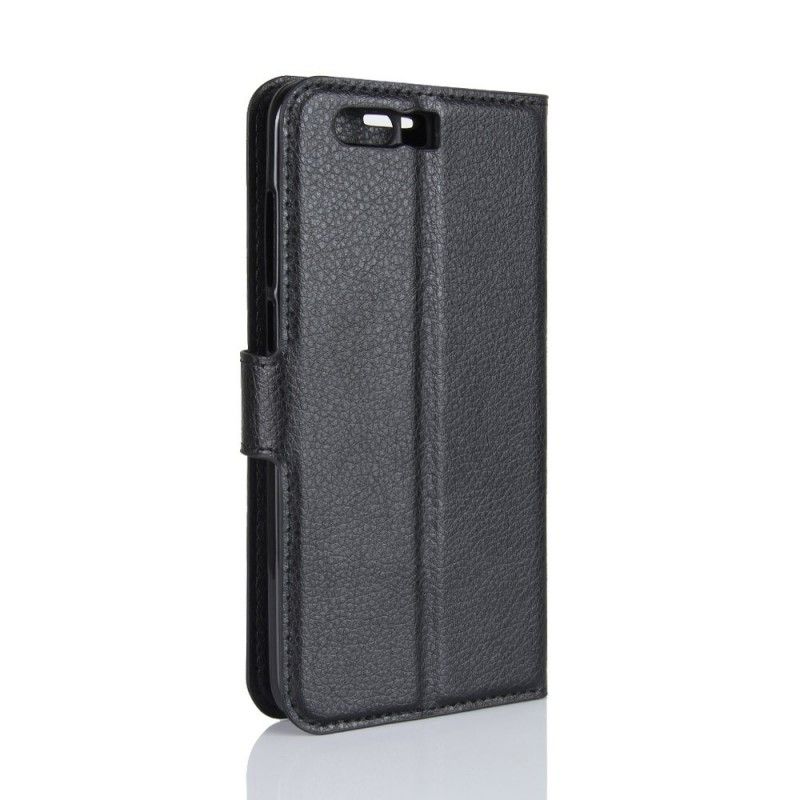 Flip Case Leren Honor 9 Wit Zwart Leereffect