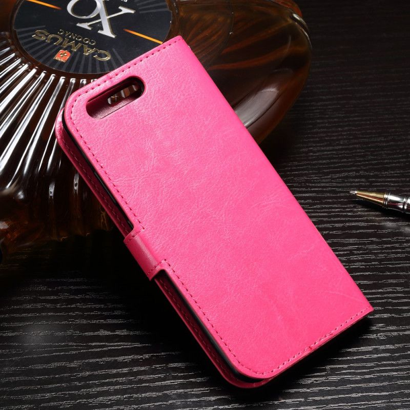 Flip Case Leren Honor 9 Zwart Leereffect Textuur