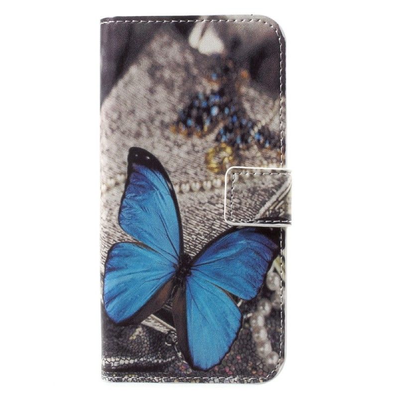 Leren Hoesje Honor 9 Blauwe Vlinder