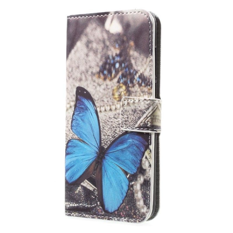 Leren Hoesje Honor 9 Blauwe Vlinder