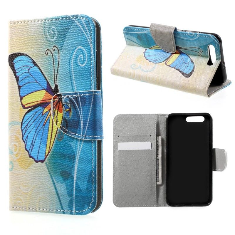 Leren Hoesje voor Honor 9 Kleurrijke Vlinder