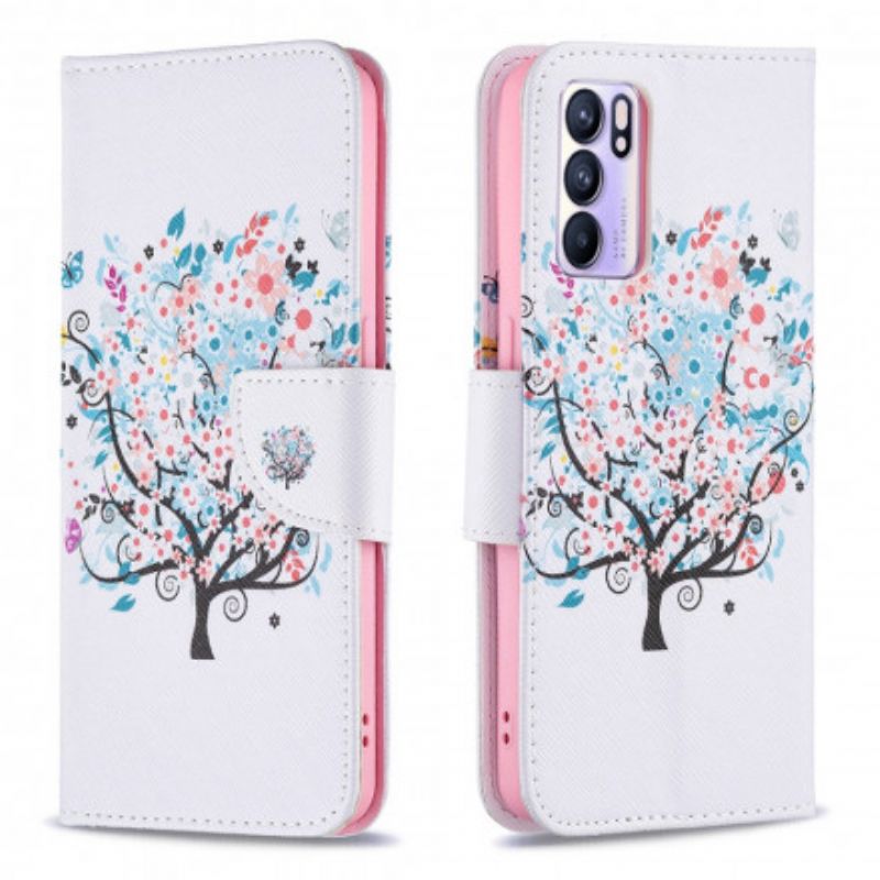 Bescherming Hoesje Oppo Reno 6 5g Gebloemde Boom