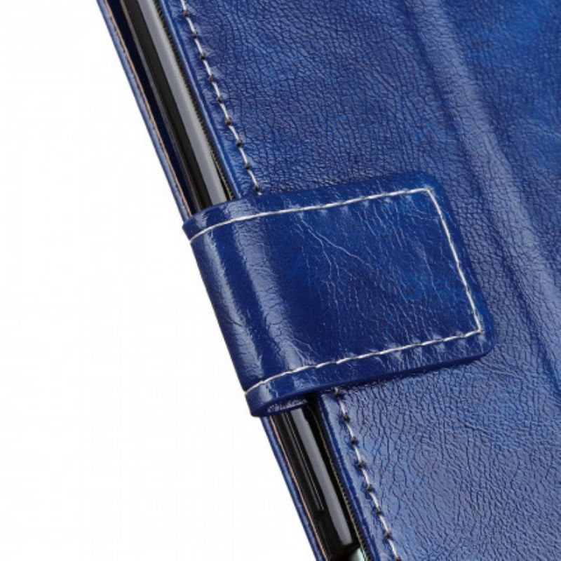 Flip Case Leren Oppo Reno 6 5g Glanzende En Zichtbare Naden