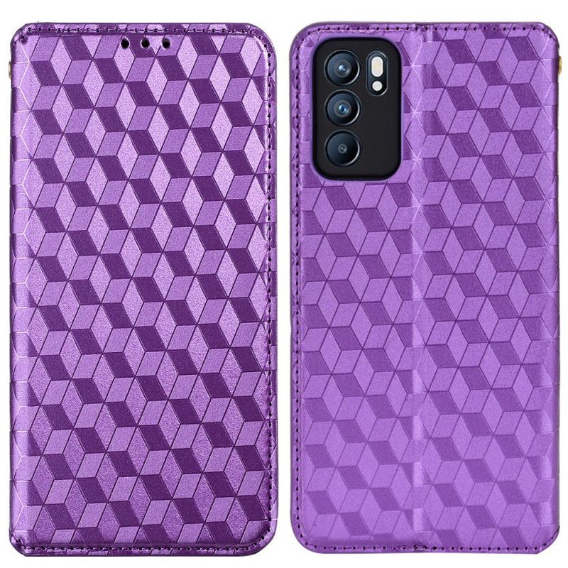 Folio-hoesje Oppo Reno 6 5g 3d Diamanten Leereffect Bescherming Hoesje