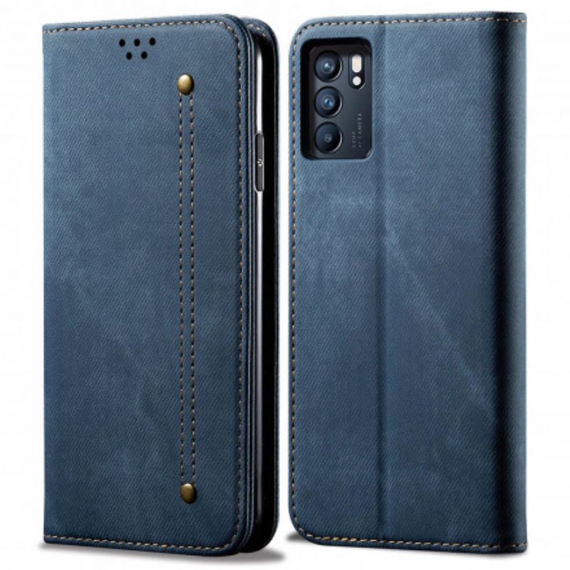 Folio-hoesje Oppo Reno 6 5g Denim Stof