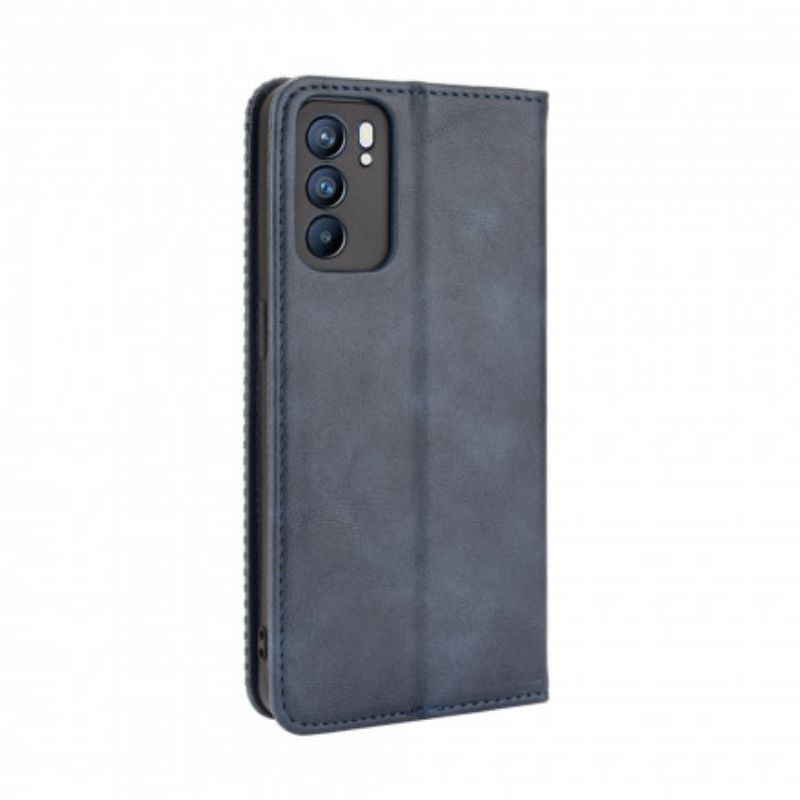 Folio-hoesje Oppo Reno 6 5g Gestileerd Vintage Leereffect