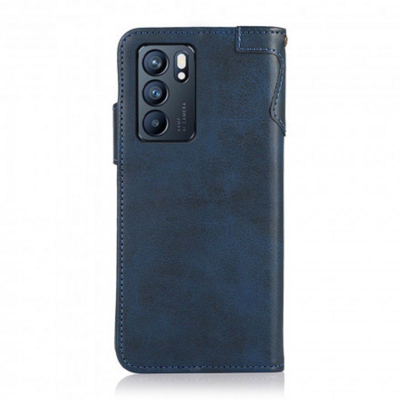 Folio-hoesje Oppo Reno 6 5g Telefoonhoesje Magnetische Knop Khazneh