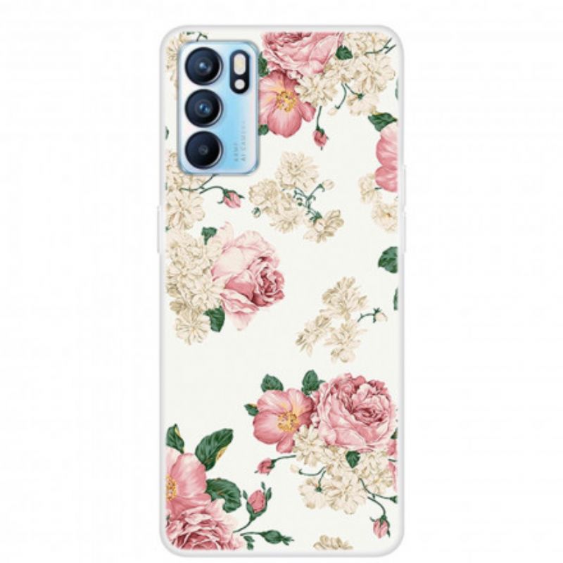 Hoesje Voor Oppo Reno 6 5g Transparante Vrijheidsbloemen