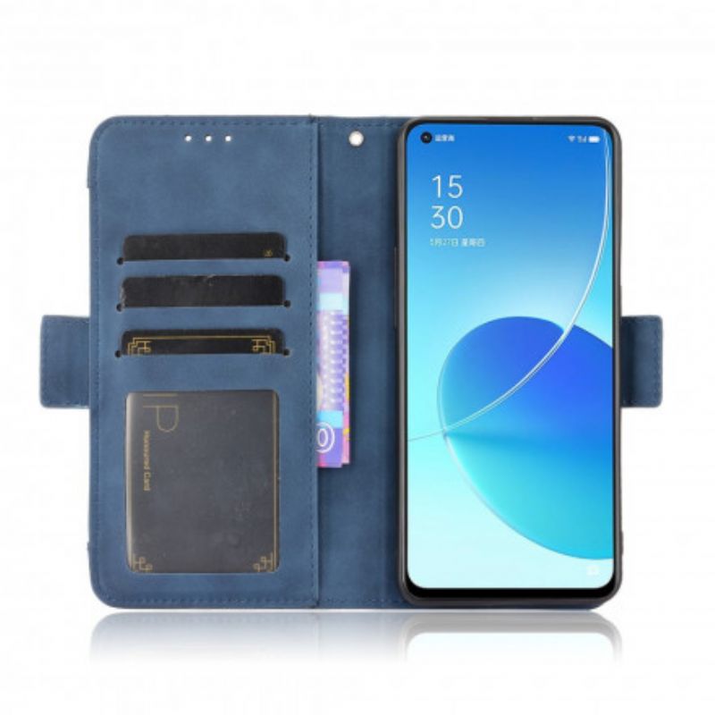 Leren Hoesje Oppo Reno 6 5g Eersteklas Multi-kaart Bescherming Hoesje