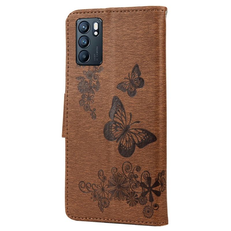 Leren Hoesje Oppo Reno 6 5g Splendid Strap Vlinders