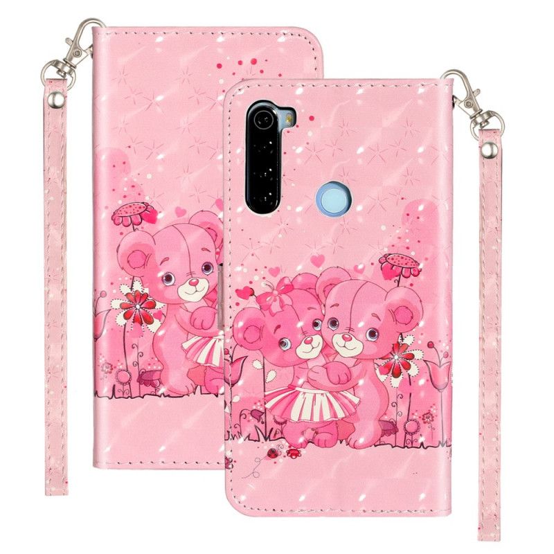 Bescherming Hoesje Xiaomi Redmi Note 8T Telefoonhoesje Teddyberen Lichte Vlekjes Met Riempje