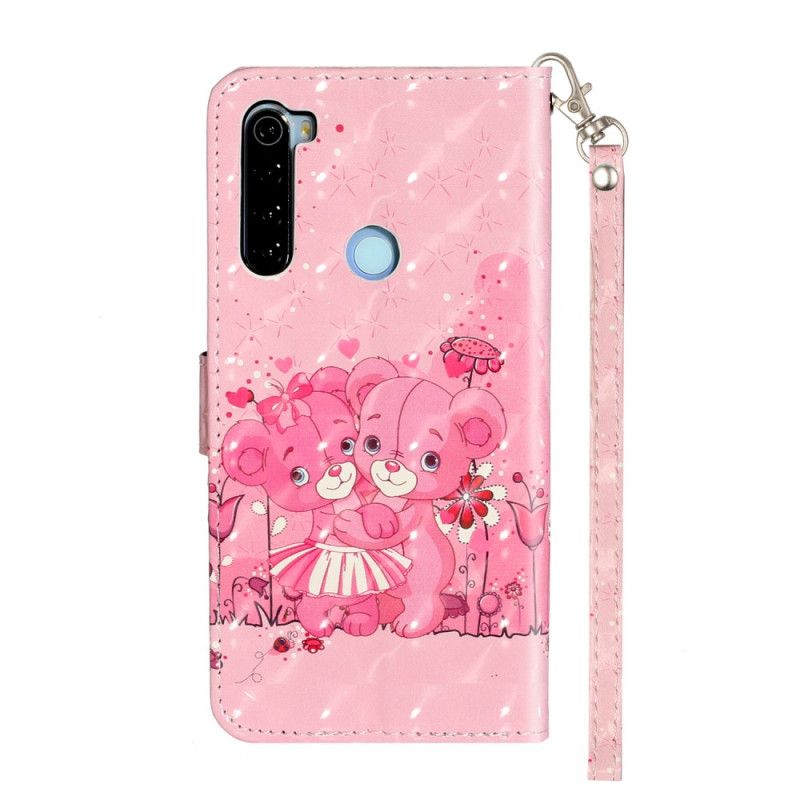 Bescherming Hoesje Xiaomi Redmi Note 8T Telefoonhoesje Teddyberen Lichte Vlekjes Met Riempje
