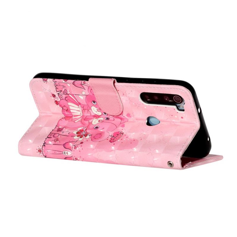 Bescherming Hoesje Xiaomi Redmi Note 8T Telefoonhoesje Teddyberen Lichte Vlekjes Met Riempje