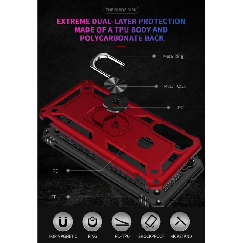 Case Hoesje Xiaomi Redmi Note 8T Rood Zwart Telefoonhoesje Premium Ring