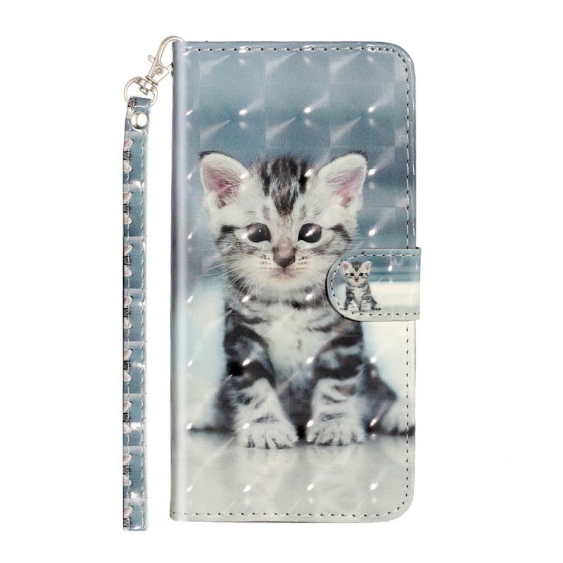 Cover Folio-hoesje Xiaomi Redmi Note 8T Telefoonhoesje Kitten Light Spots Met Riempje