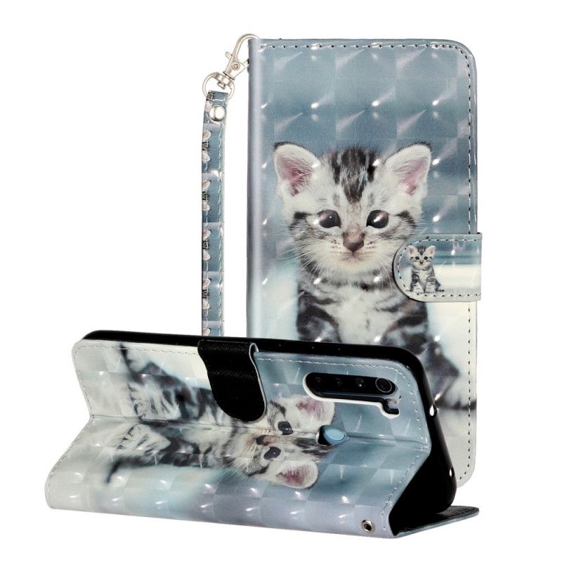 Cover Folio-hoesje Xiaomi Redmi Note 8T Telefoonhoesje Kitten Light Spots Met Riempje