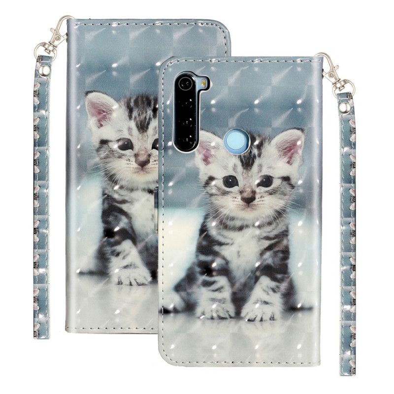 Cover Folio-hoesje Xiaomi Redmi Note 8T Telefoonhoesje Kitten Light Spots Met Riempje