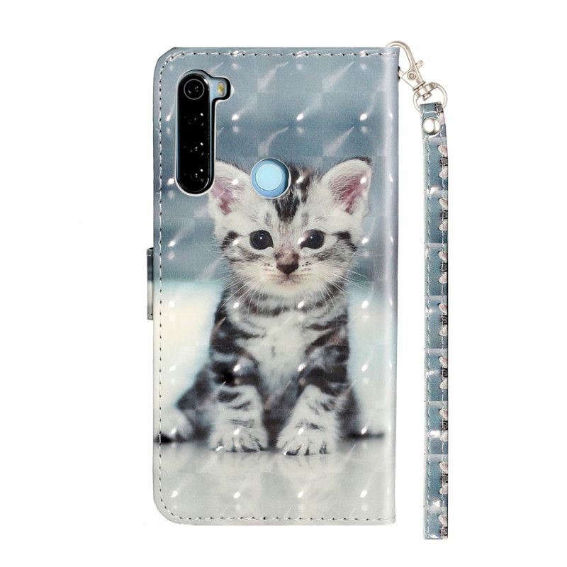 Cover Folio-hoesje Xiaomi Redmi Note 8T Telefoonhoesje Kitten Light Spots Met Riempje