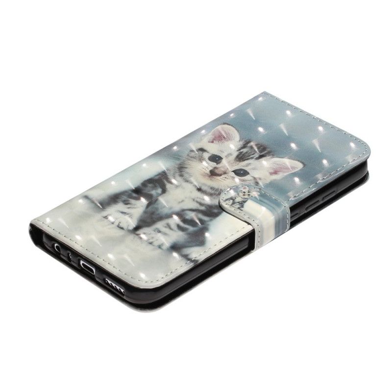 Cover Folio-hoesje Xiaomi Redmi Note 8T Telefoonhoesje Kitten Light Spots Met Riempje