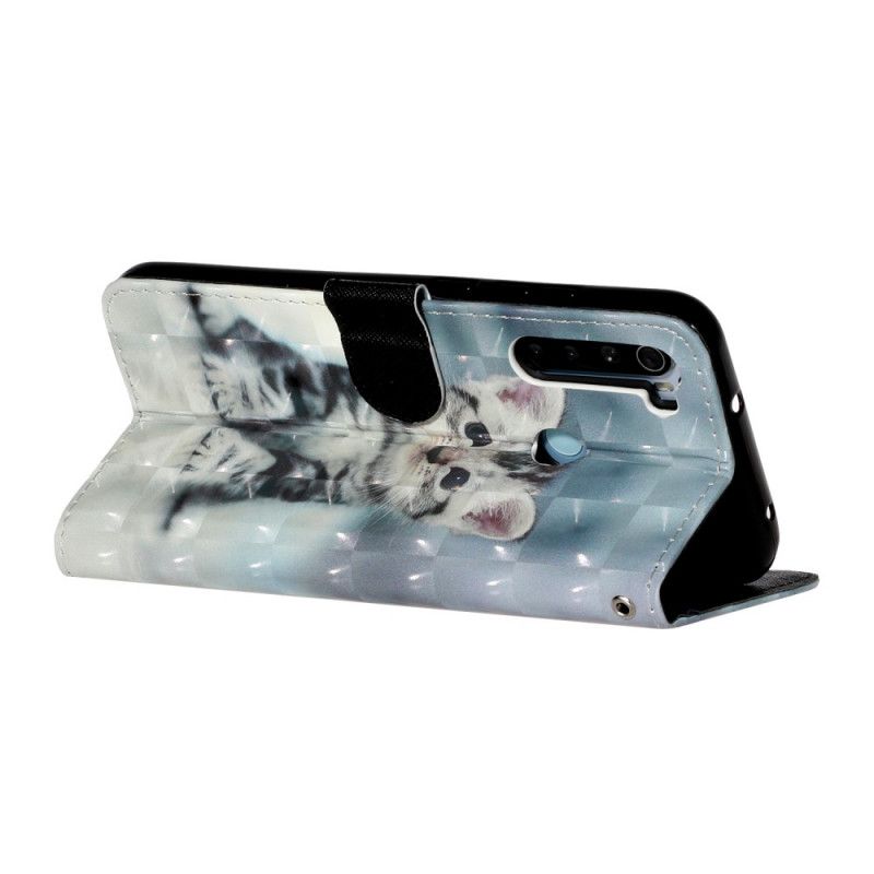 Cover Folio-hoesje Xiaomi Redmi Note 8T Telefoonhoesje Kitten Light Spots Met Riempje