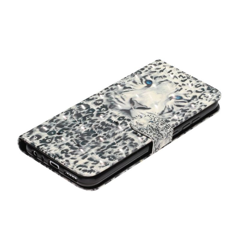 Cover Folio-hoesje Xiaomi Redmi Note 8T Wit Zwart Telefoonhoesje Tijgerlichtvlekjes Met Riempje