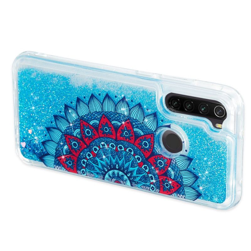 Hoesje voor Xiaomi Redmi Note 8T Lichtblauw Donkerblauw Glitter Mandala