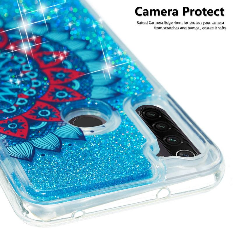 Hoesje voor Xiaomi Redmi Note 8T Lichtblauw Donkerblauw Glitter Mandala