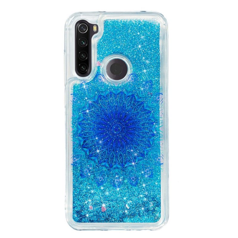 Hoesje voor Xiaomi Redmi Note 8T Lichtblauw Donkerblauw Glitter Mandala