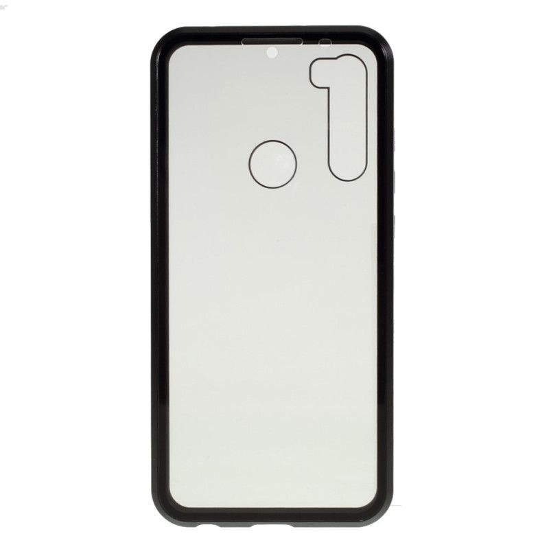 Hoesje voor Xiaomi Redmi Note 8T Rood Zwart Voor En Achter Gehard Glas En Metaal